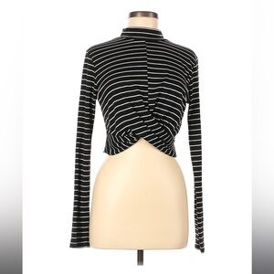 Topshop striped long sleeve crop top